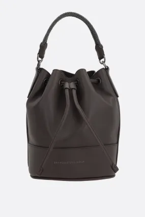 BRUNELLO CUCINELLI borsa a secchiello in pelle liscia con Precious Braided Handle