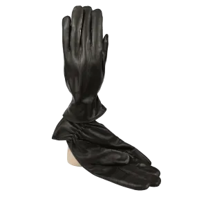 Guanto Uomo in pelle – Foderato in cashmere – Colore nero – Tre cordoni ed elastico sotto