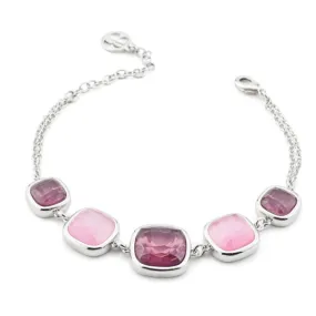 XB1010I Bracciale rodiato con cristalli ametista viola e ametista verde    